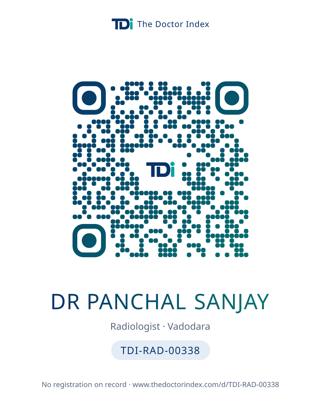 QR card for Dr Panchal Sanjay, TDI-RAD-00338