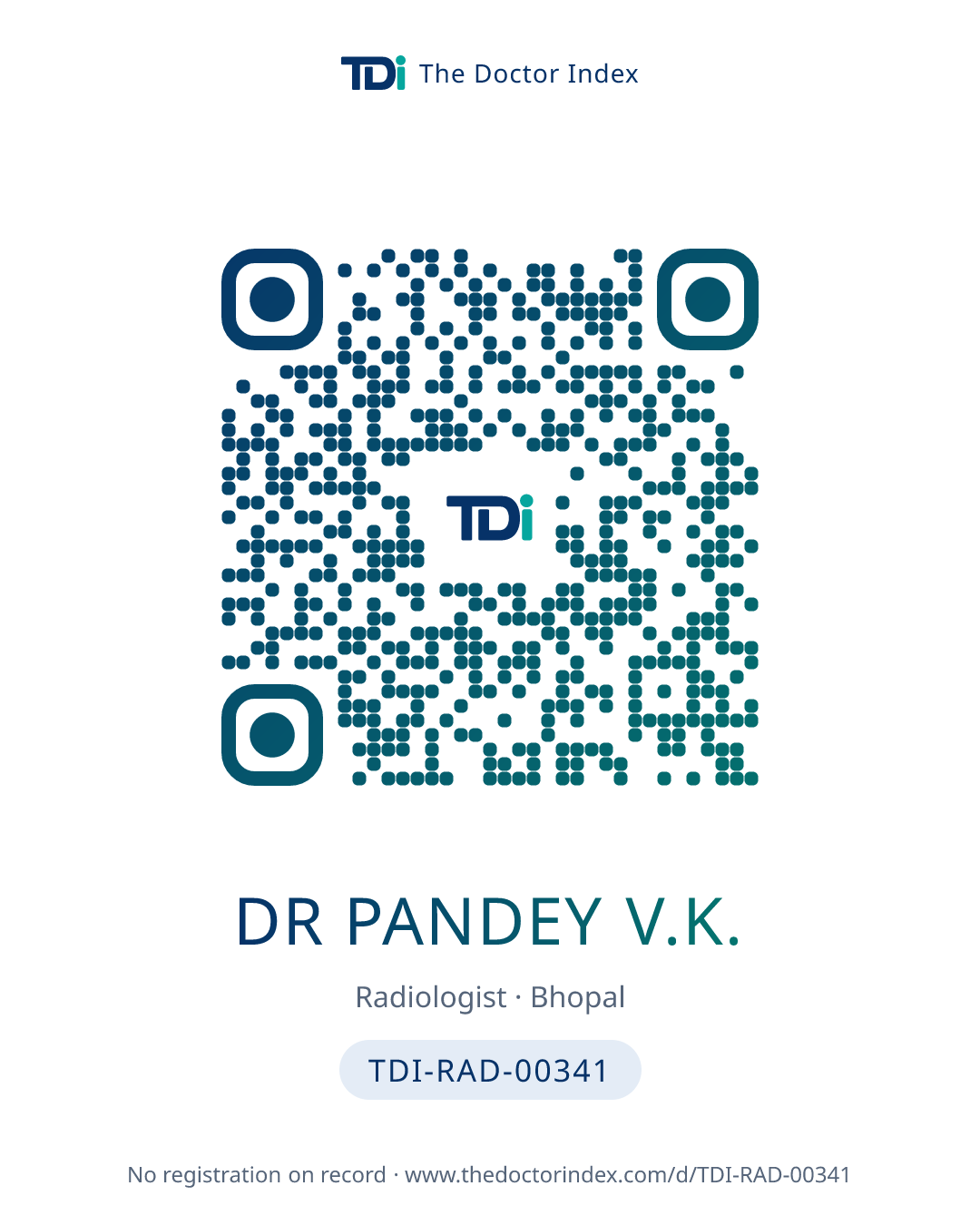 QR card for Dr Pandey V.K., TDI-RAD-00341