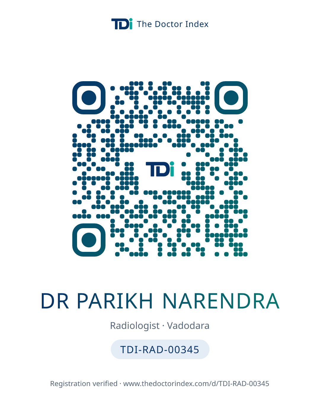 QR card for Dr Parikh Narendra, TDI-RAD-00345