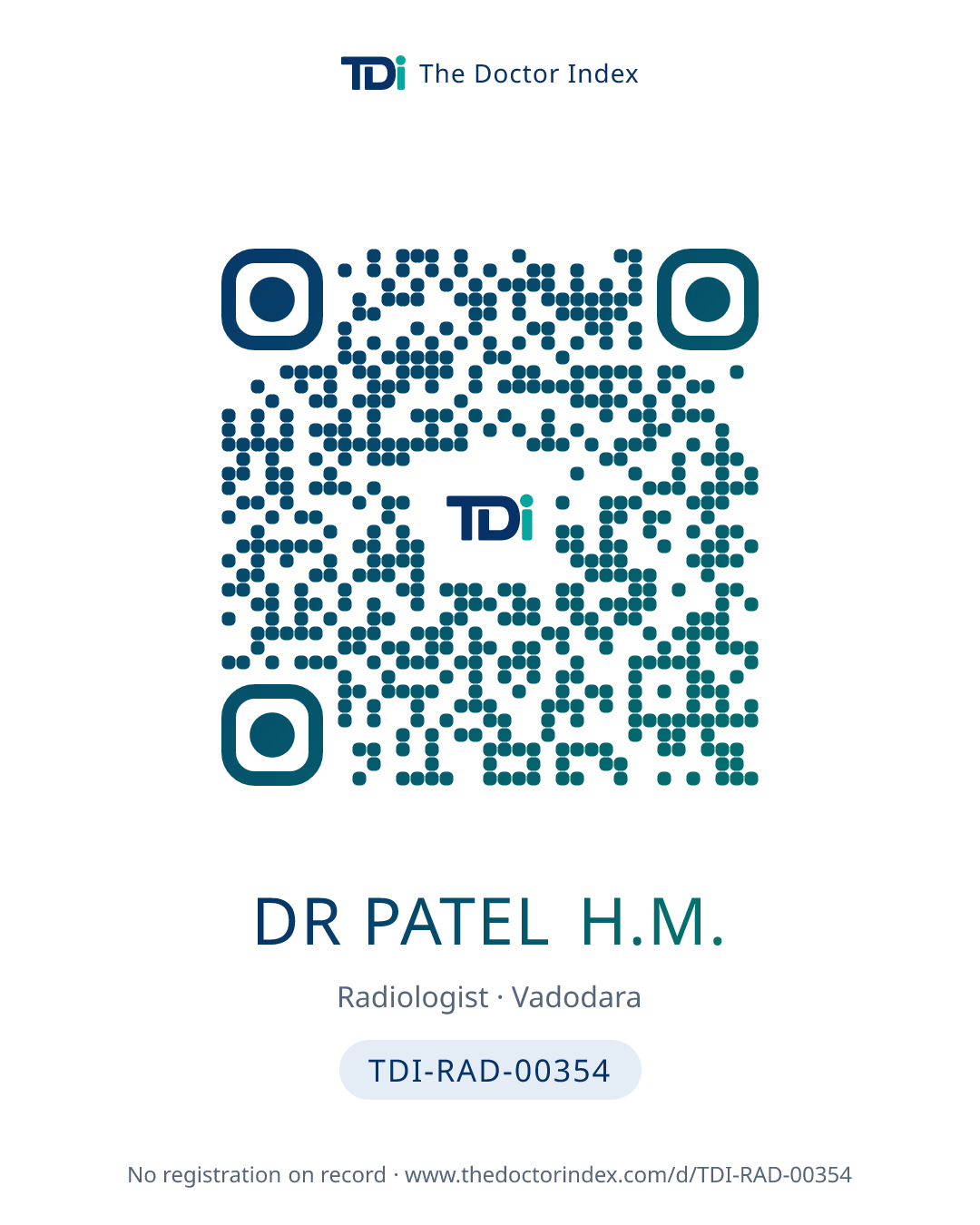 QR card for Dr Patel H.M., TDI-RAD-00354