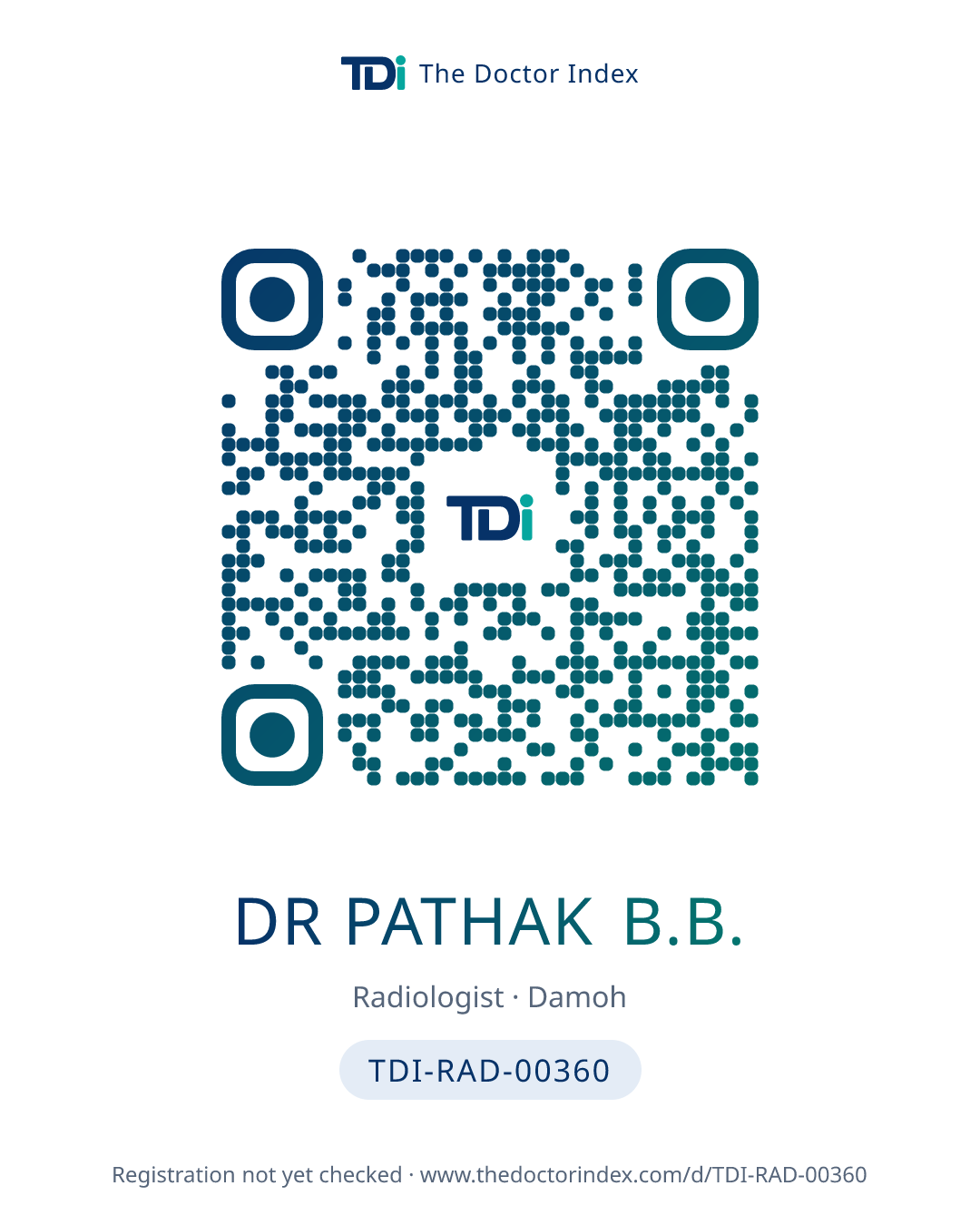 QR card for Dr Pathak B.B., TDI-RAD-00360
