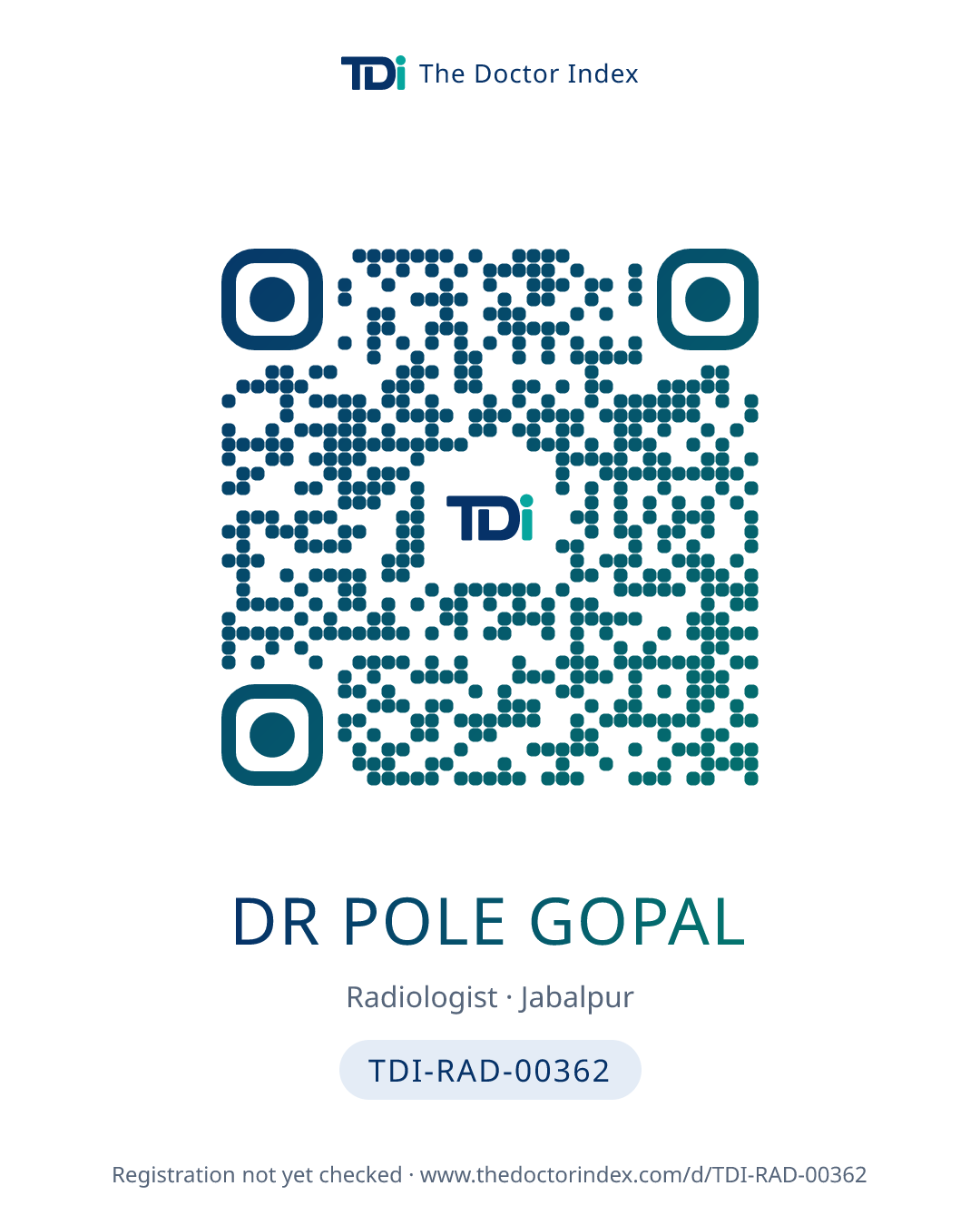 QR card for Dr Pole Gopal, TDI-RAD-00362