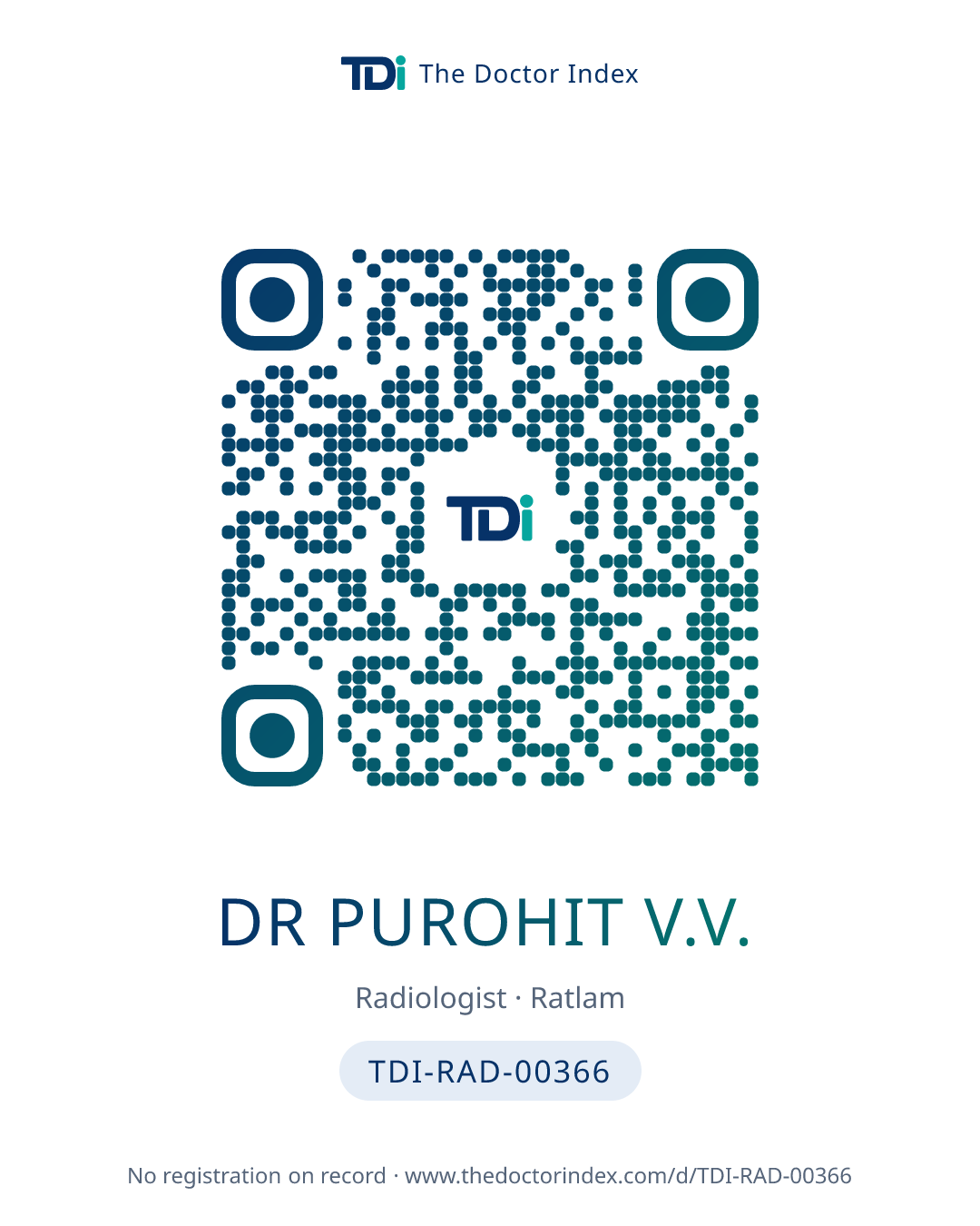 QR card for Dr Purohit V.V., TDI-RAD-00366
