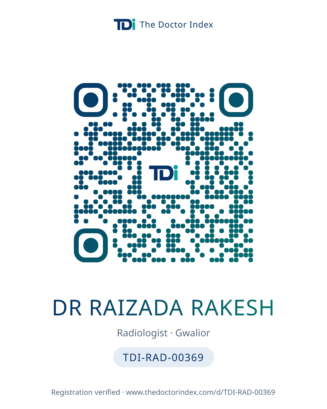 QR card for Dr Raizada Rakesh, TDI-RAD-00369