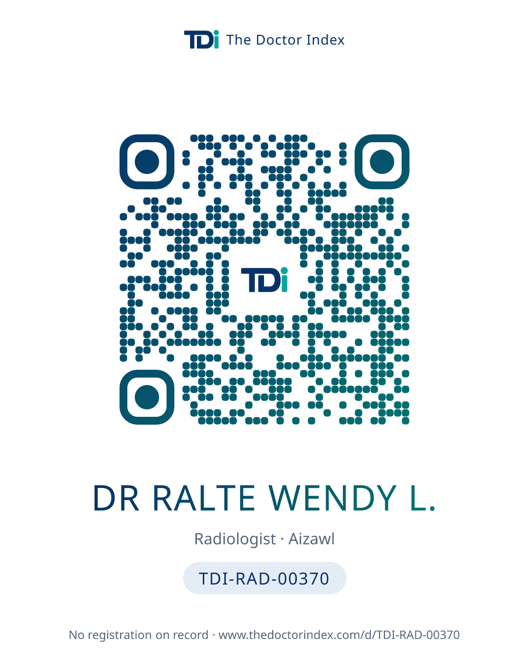 QR card for Dr Ralte Wendy L., TDI-RAD-00370