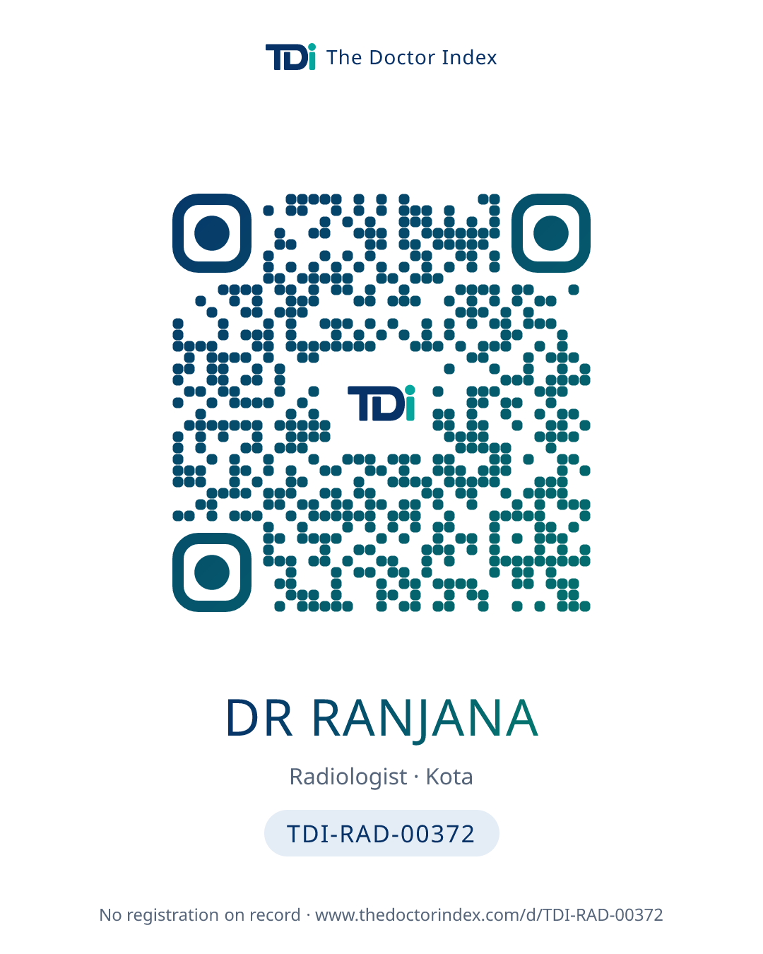 QR card for Dr Ranjana, TDI-RAD-00372