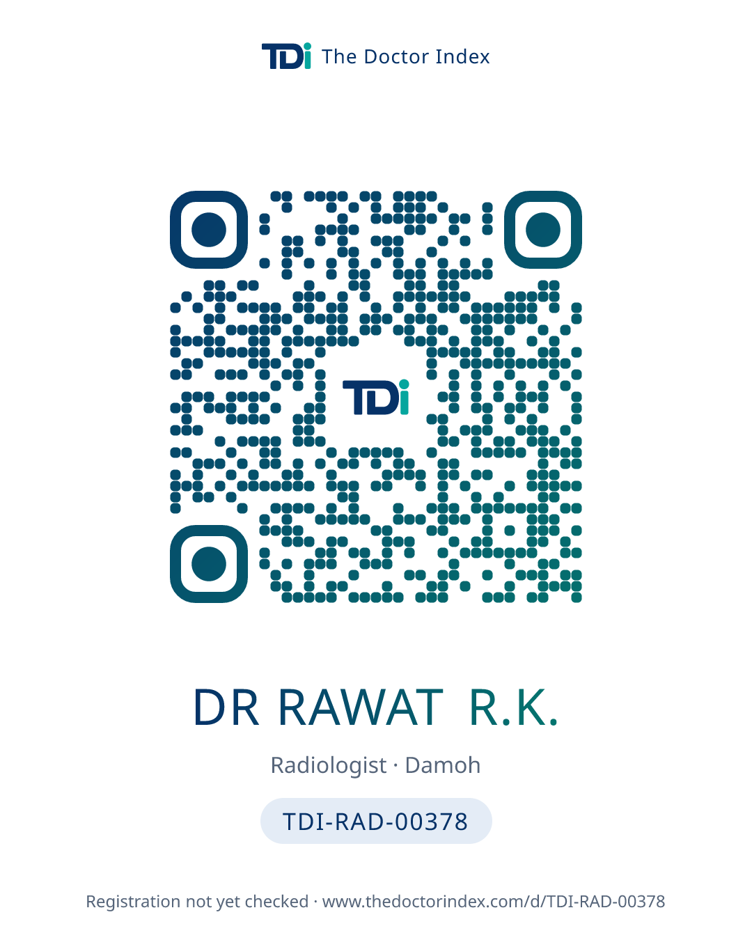 QR card for Dr Rawat R.K., TDI-RAD-00378