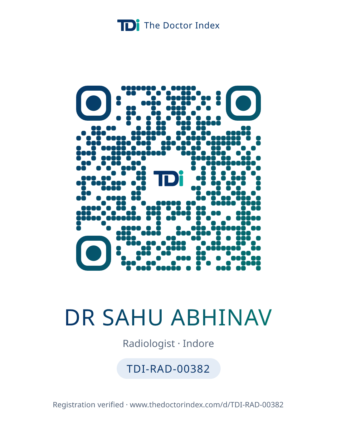 QR card for Dr Sahu Abhinav, TDI-RAD-00382