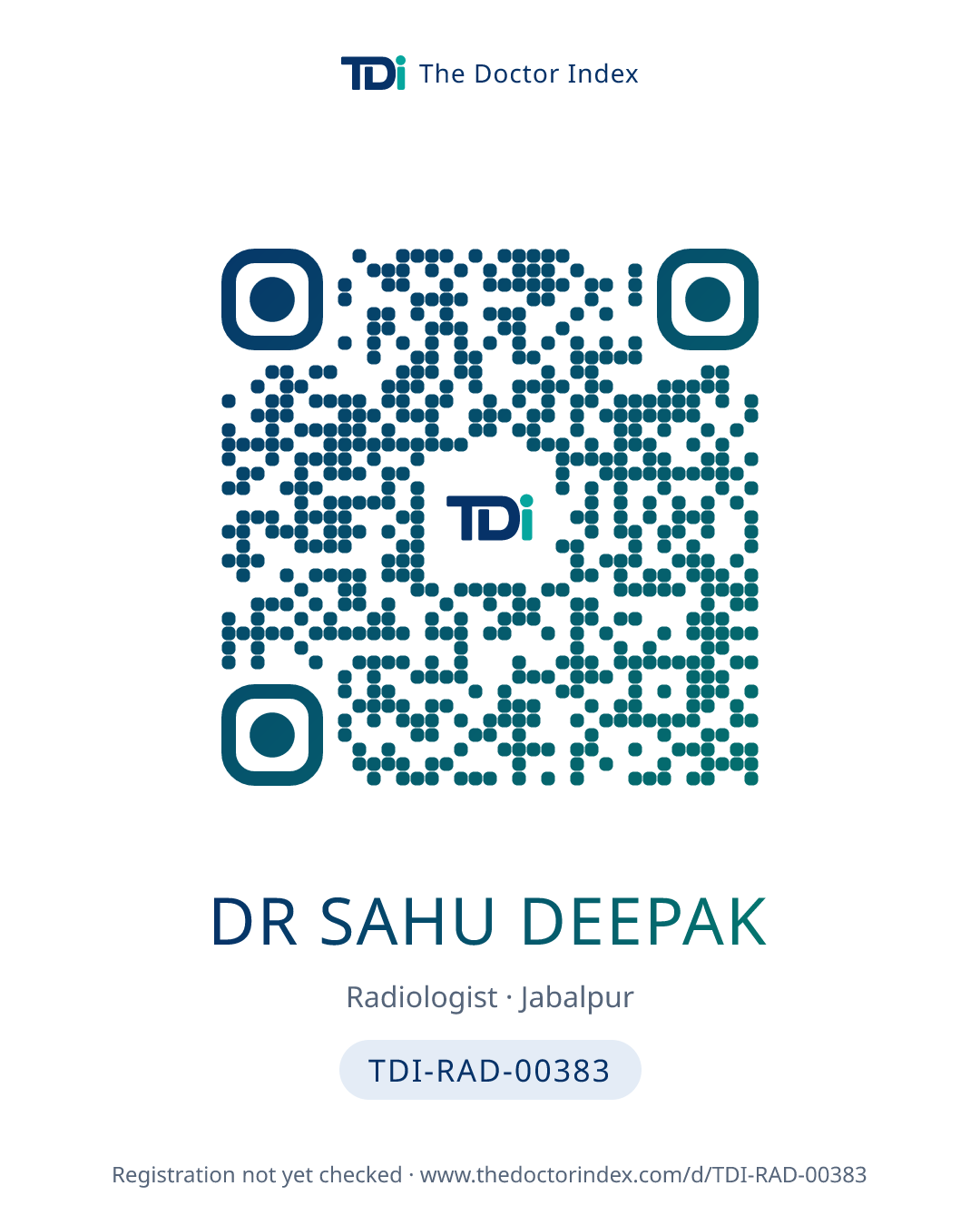 QR card for Dr Sahu Deepak, TDI-RAD-00383