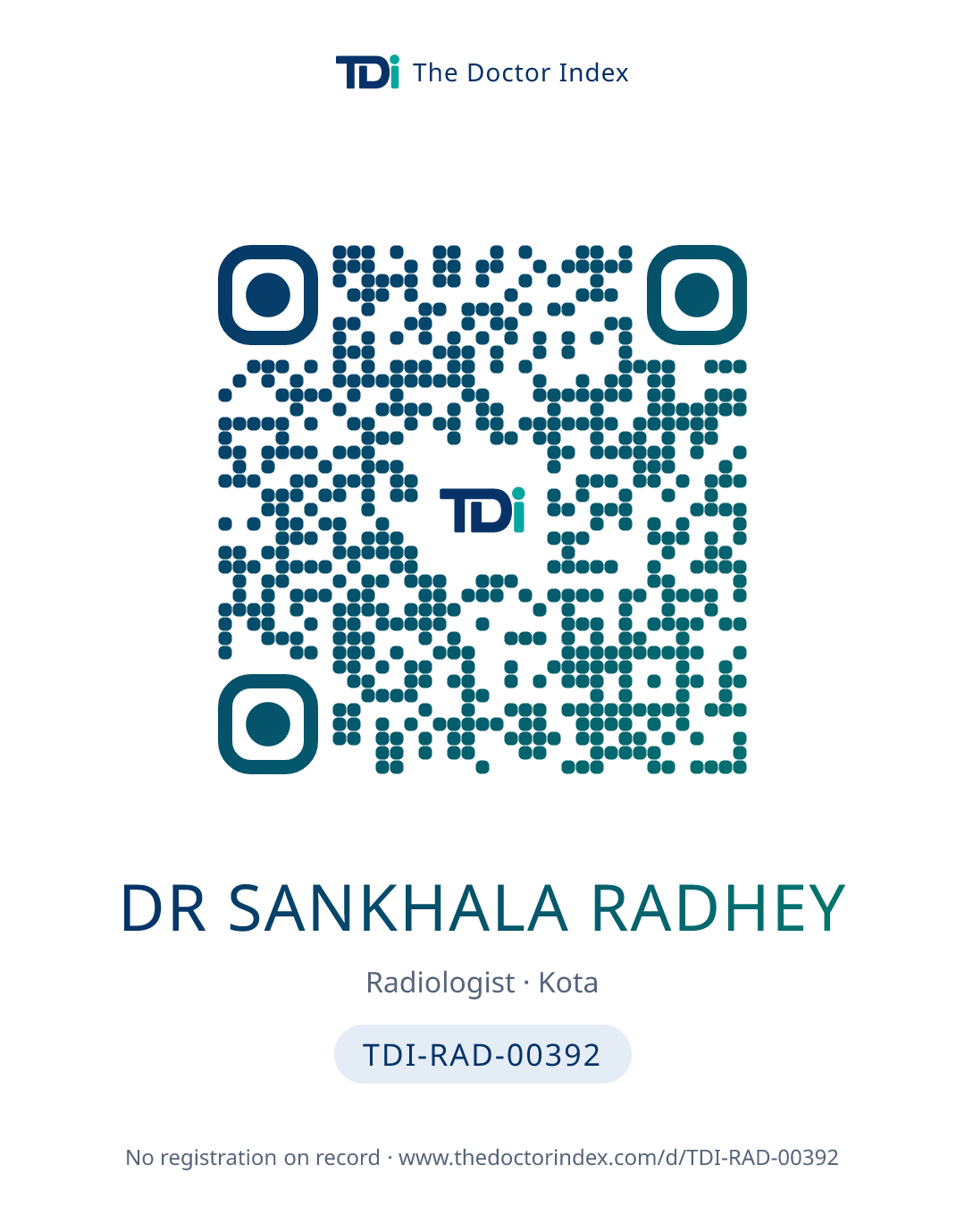 QR card for Dr Sankhala Radhey, TDI-RAD-00392