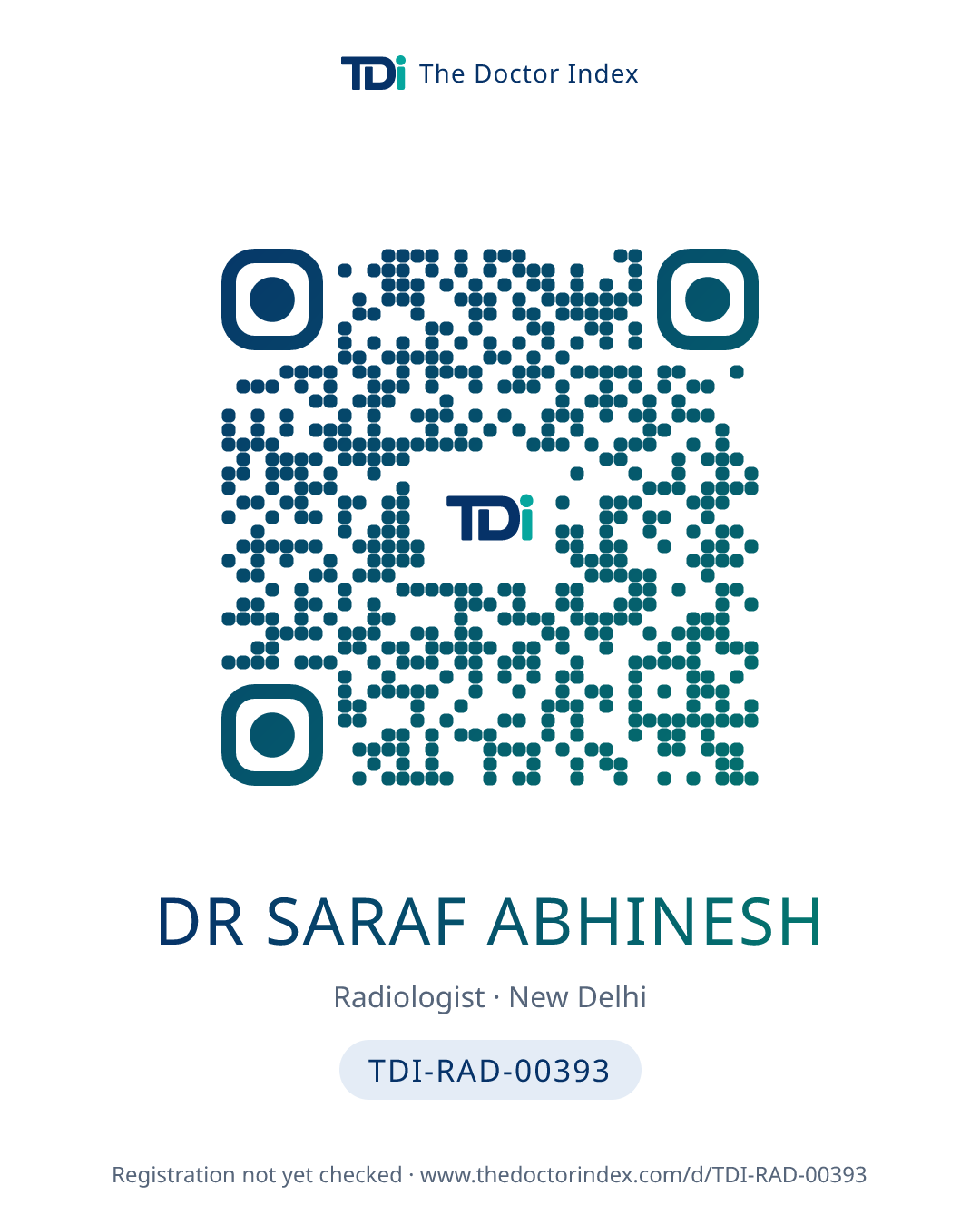 QR card for Dr Saraf Abhinesh, TDI-RAD-00393