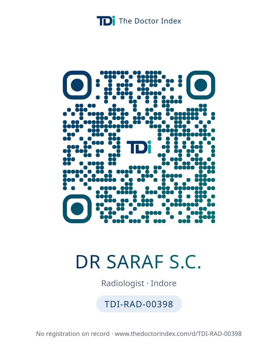 QR card for Dr Saraf S.C., TDI-RAD-00398