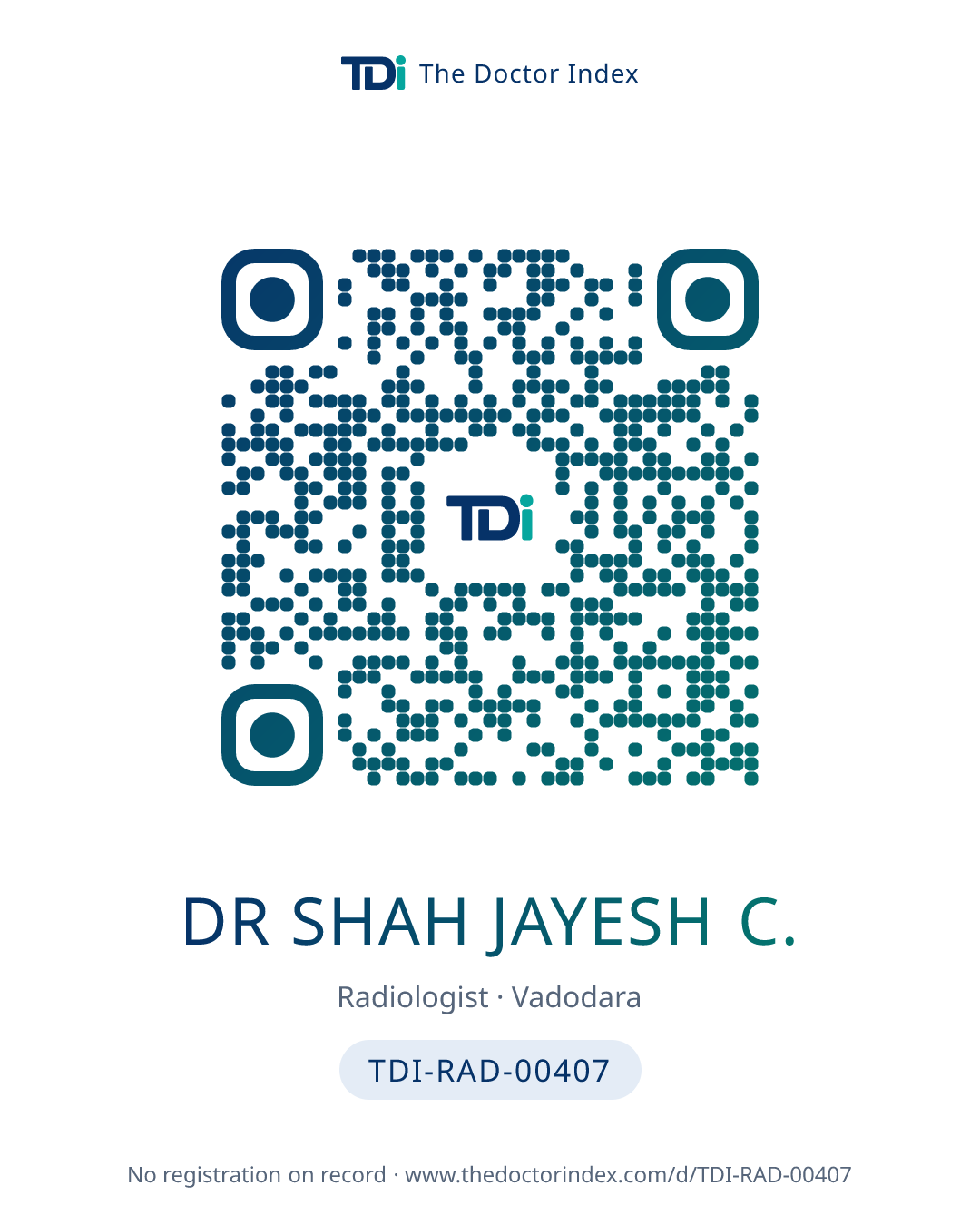 QR card for Dr Shah Jayesh C., TDI-RAD-00407