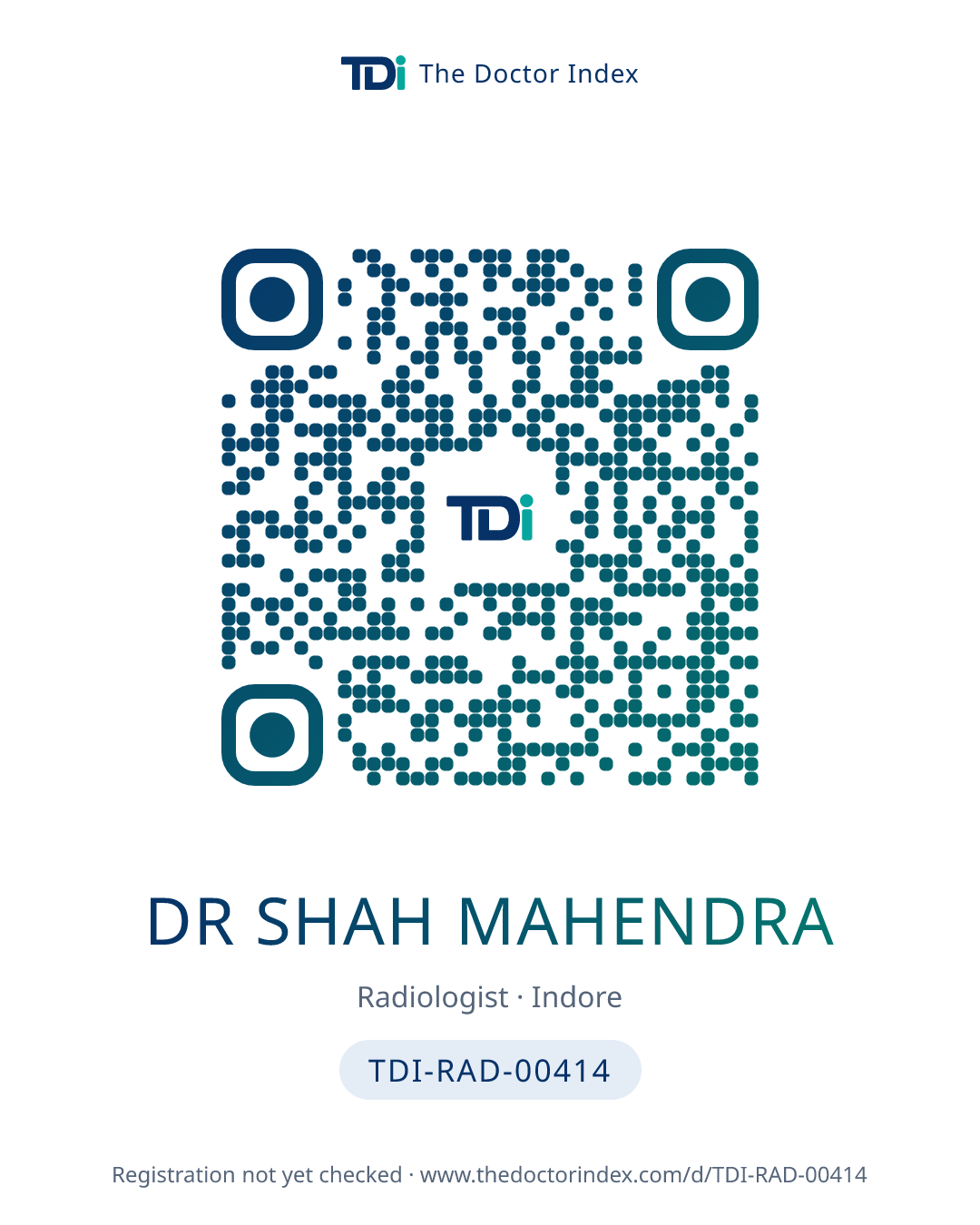 QR card for Dr Shah Mahendra, TDI-RAD-00414