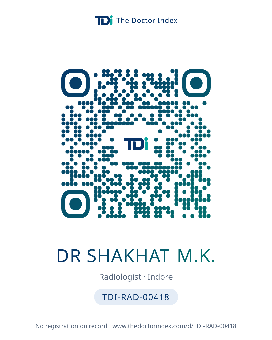 QR card for Dr Shakhat M.K., TDI-RAD-00418