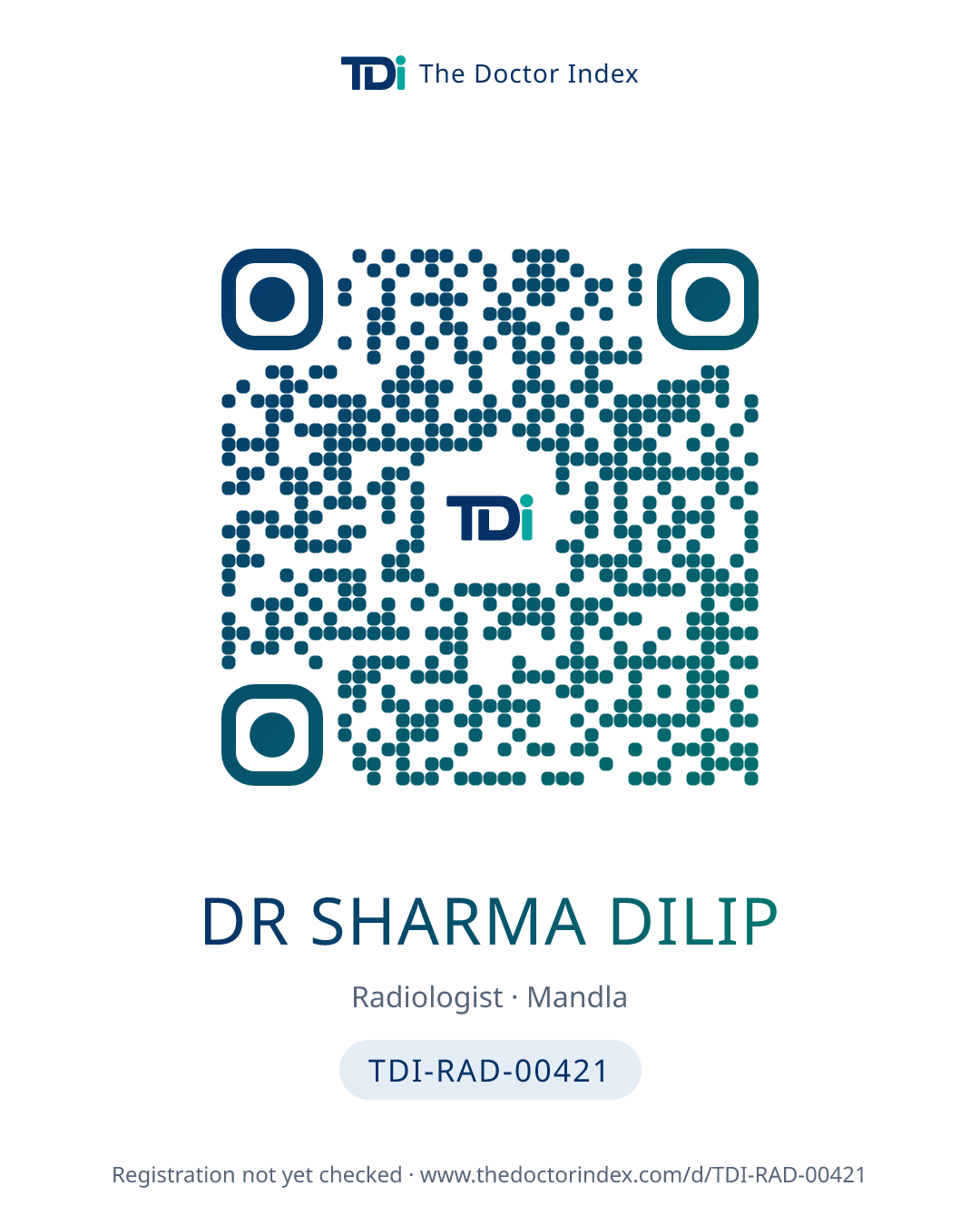 QR card for Dr Sharma Dilip, TDI-RAD-00421