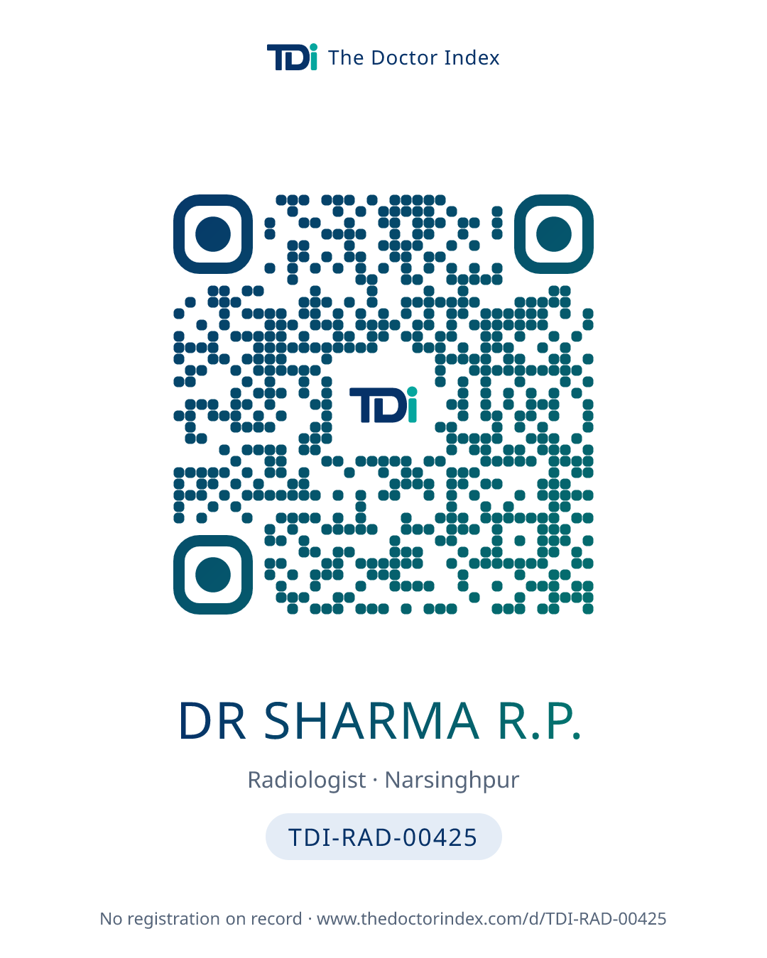 QR card for Dr Sharma R.P., TDI-RAD-00425