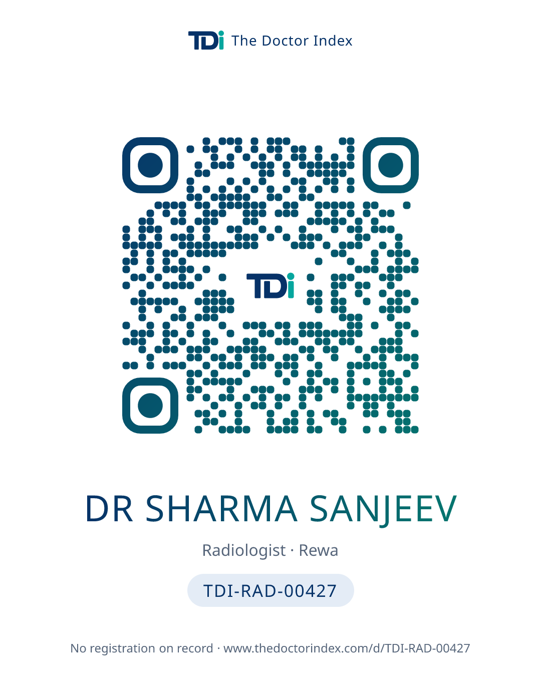 QR card for Dr Sharma Sanjeev, TDI-RAD-00427