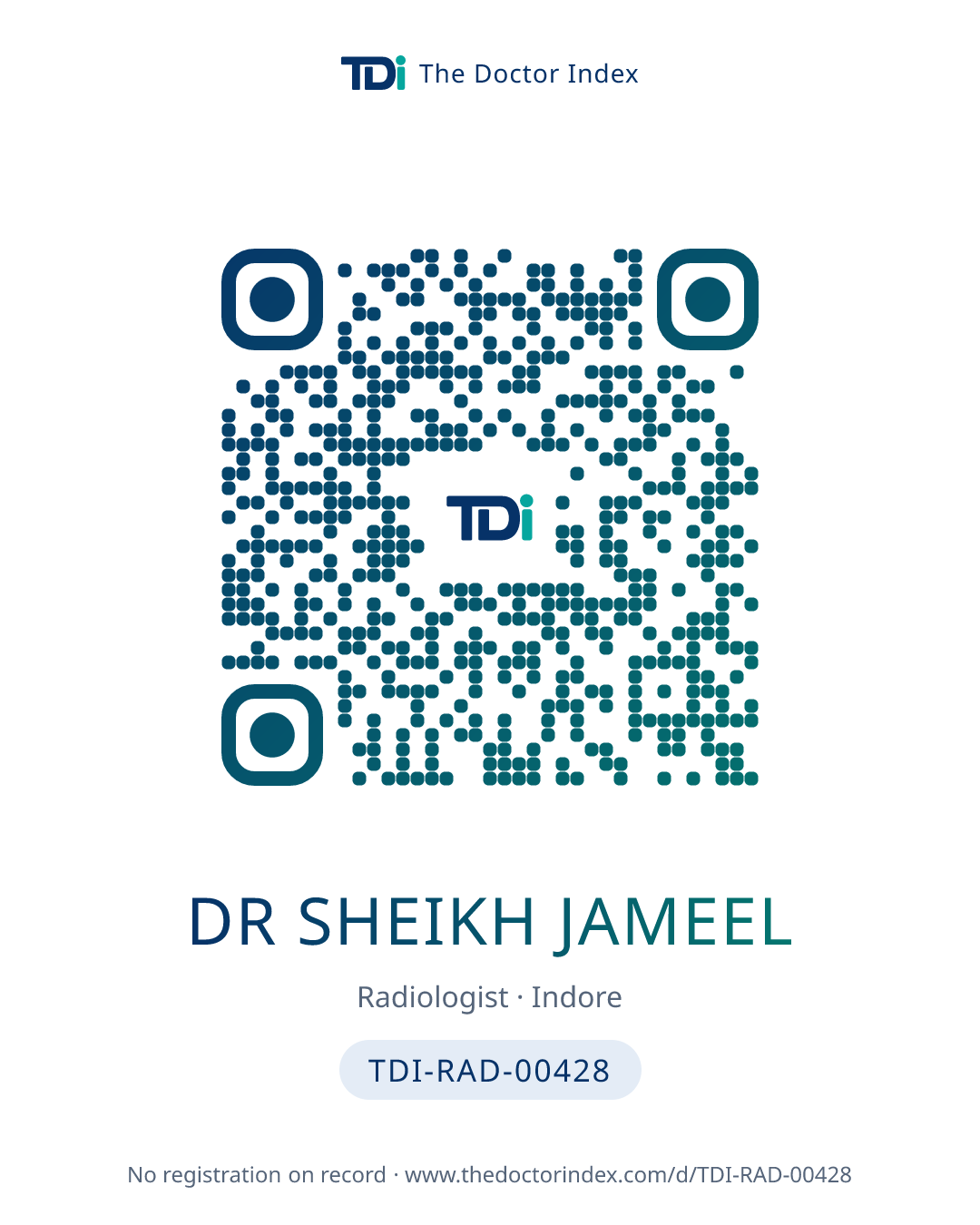 QR card for Dr Sheikh Jameel, TDI-RAD-00428