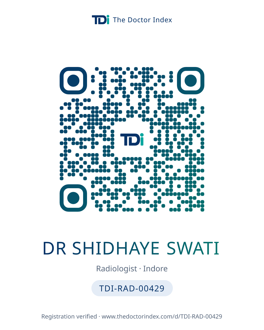 QR card for Dr Shidhaye Swati, TDI-RAD-00429