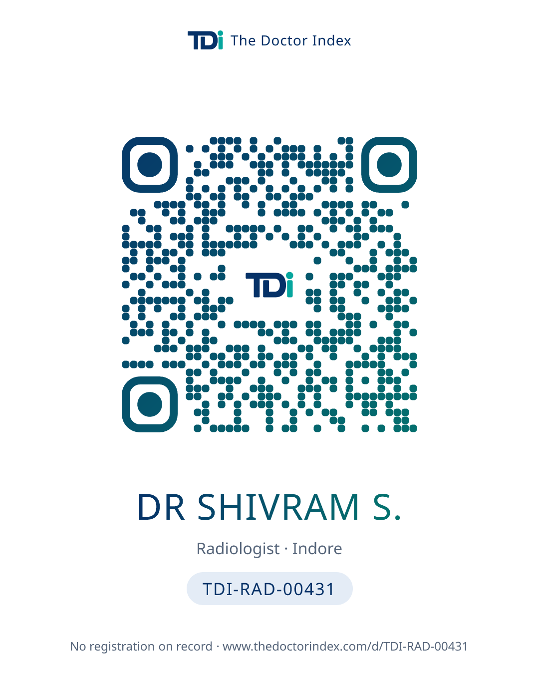 QR card for Dr Shivram S., TDI-RAD-00431