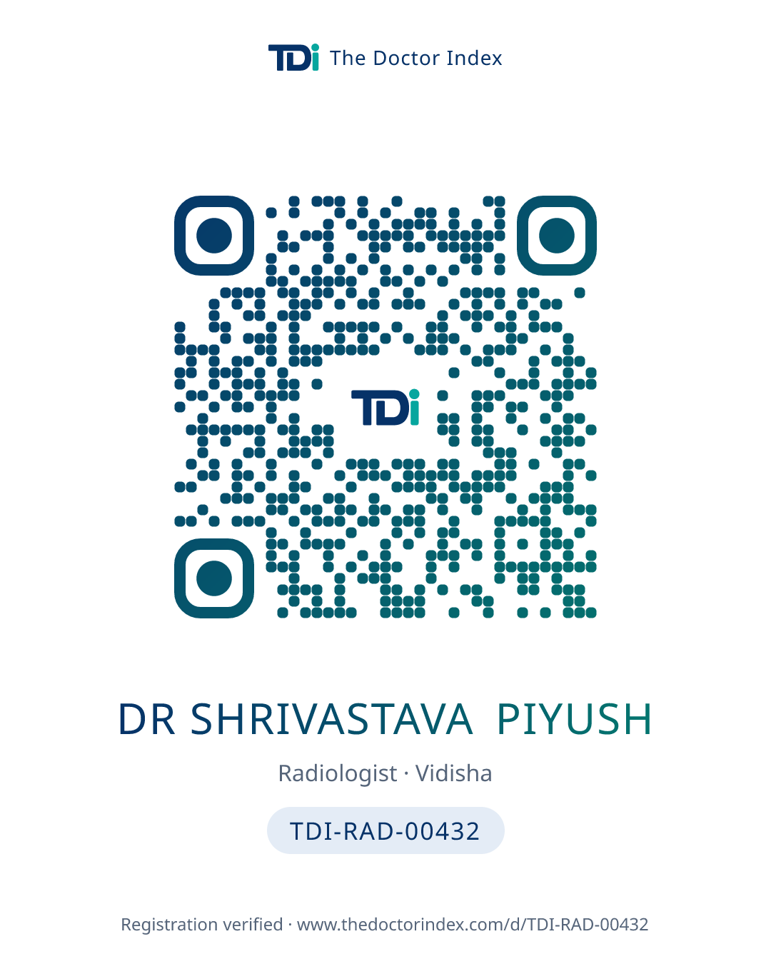 QR card for Dr Shrivastava Piyush, TDI-RAD-00432