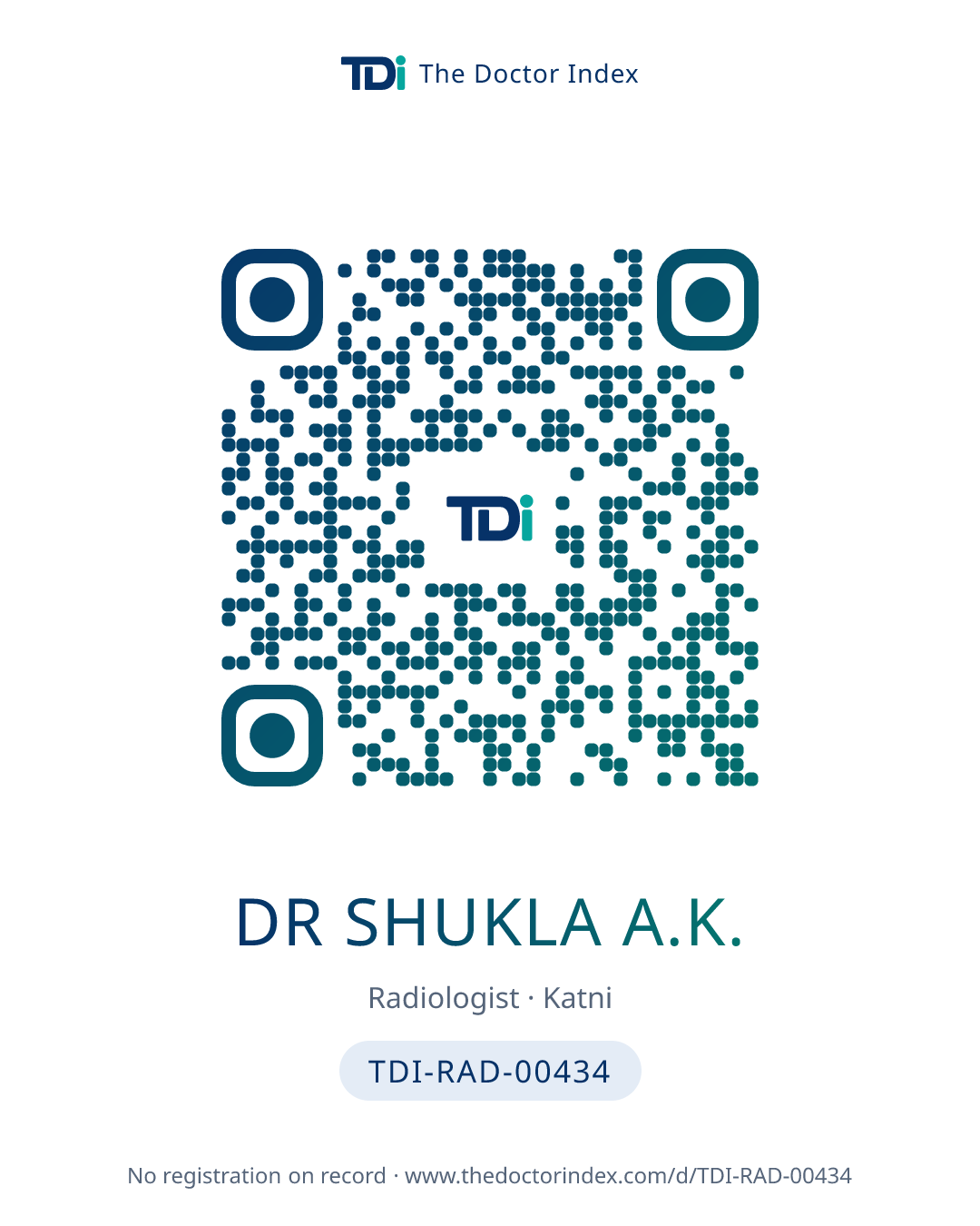 QR card for Dr Shukla A.K., TDI-RAD-00434