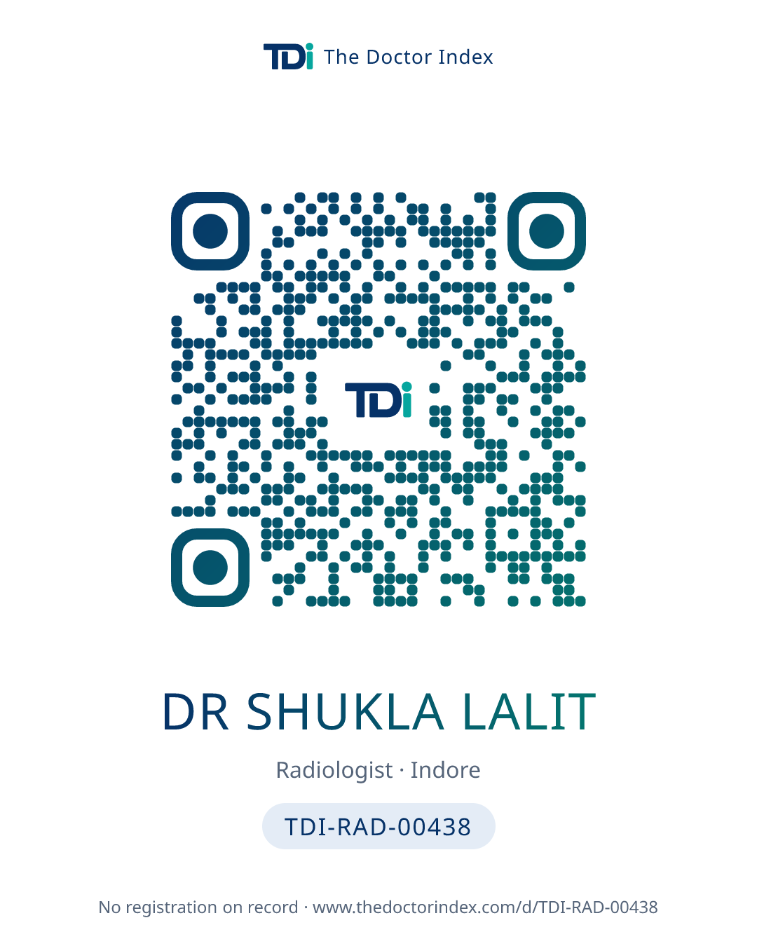 QR card for Dr Shukla Lalit, TDI-RAD-00438