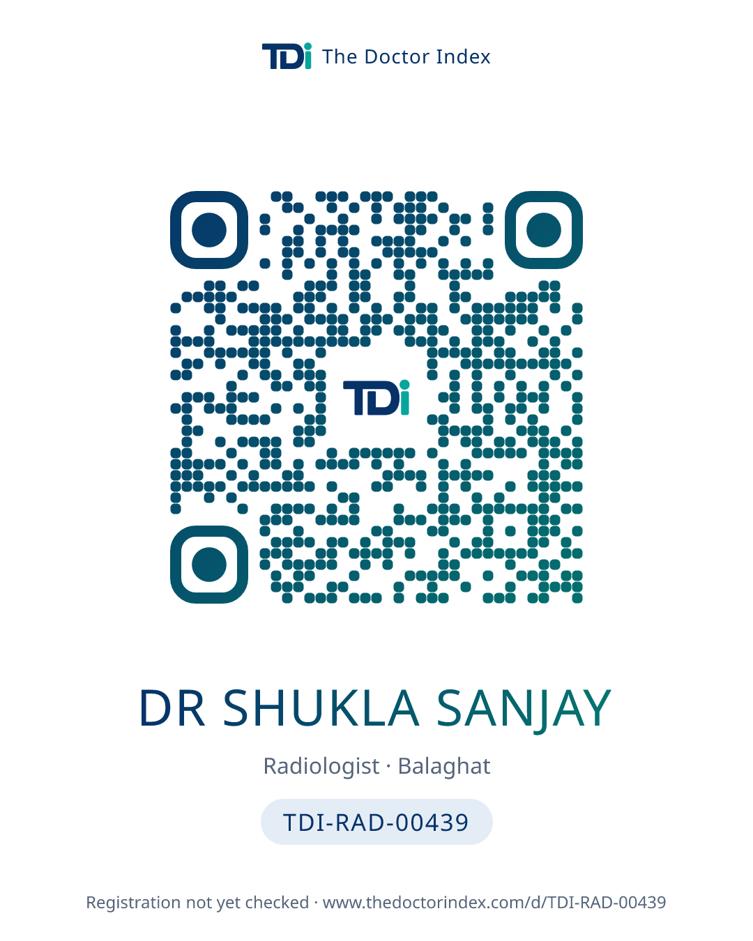 QR card for Dr Shukla Sanjay, TDI-RAD-00439