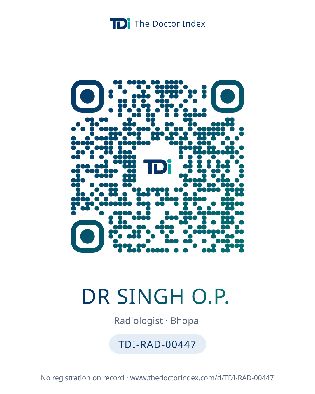 QR card for Dr Singh O.P., TDI-RAD-00447