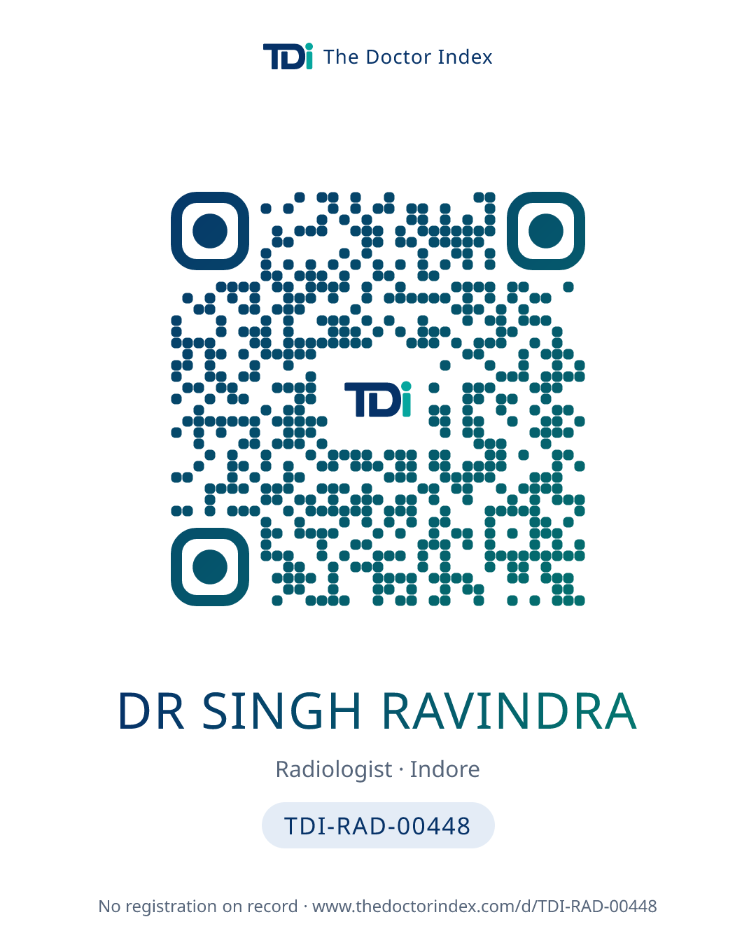 QR card for Dr Singh Ravindra, TDI-RAD-00448