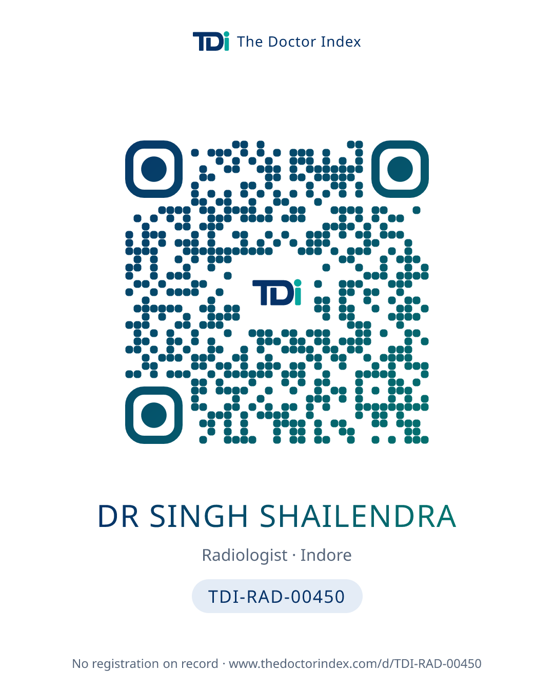 QR card for Dr Singh Shailendra, TDI-RAD-00450
