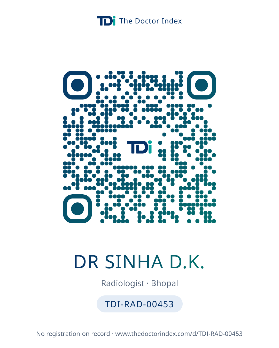 QR card for Dr Sinha D.K., TDI-RAD-00453
