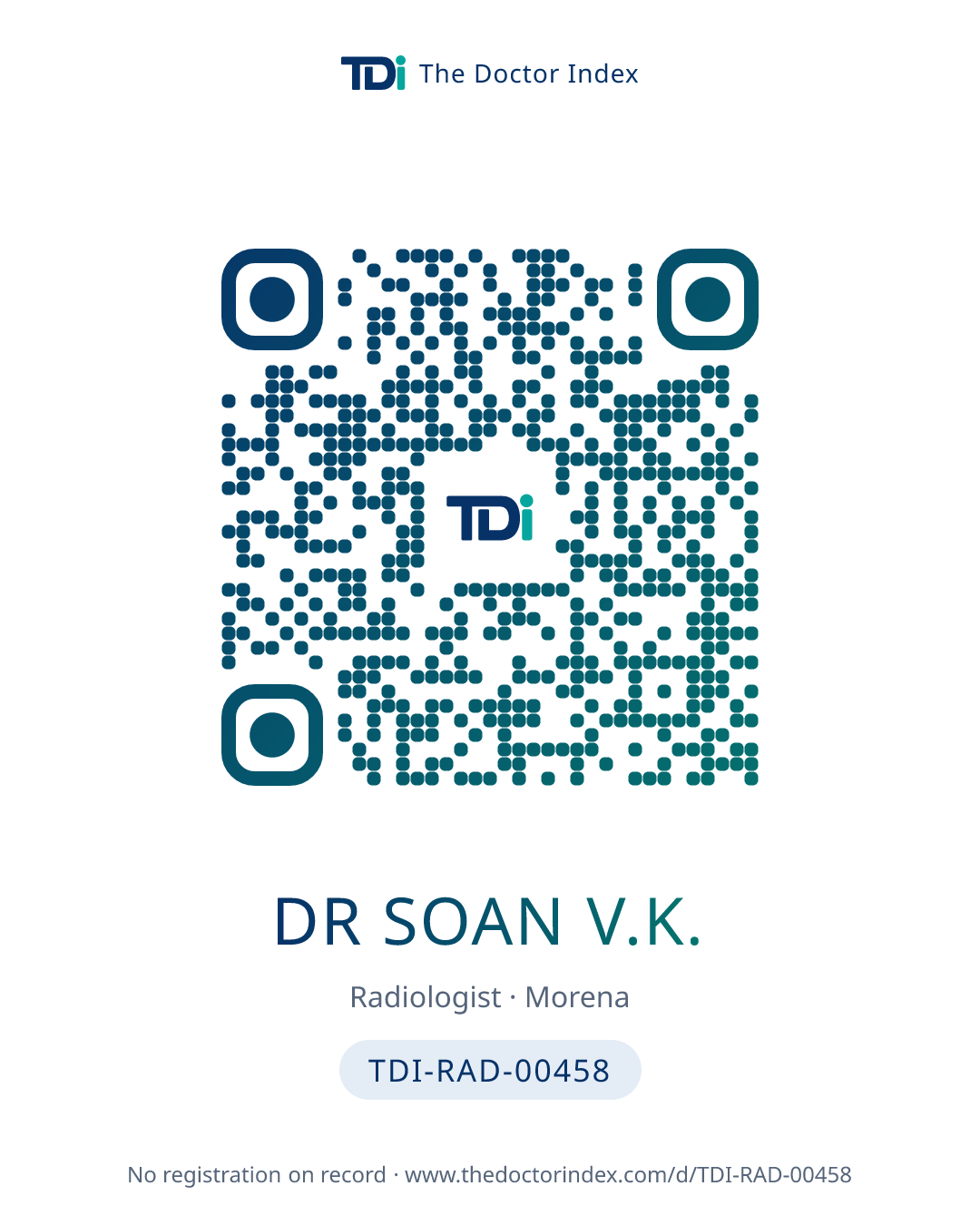 QR card for Dr Soan V.K., TDI-RAD-00458