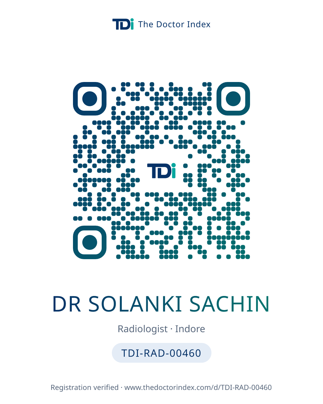 QR card for Dr Solanki Sachin, TDI-RAD-00460
