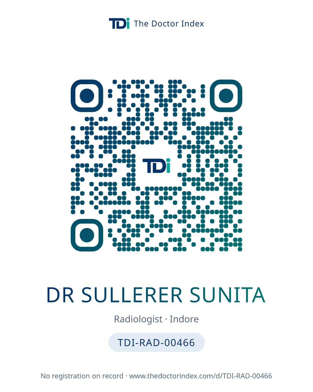 QR card for Dr Sullerer Sunita, TDI-RAD-00466