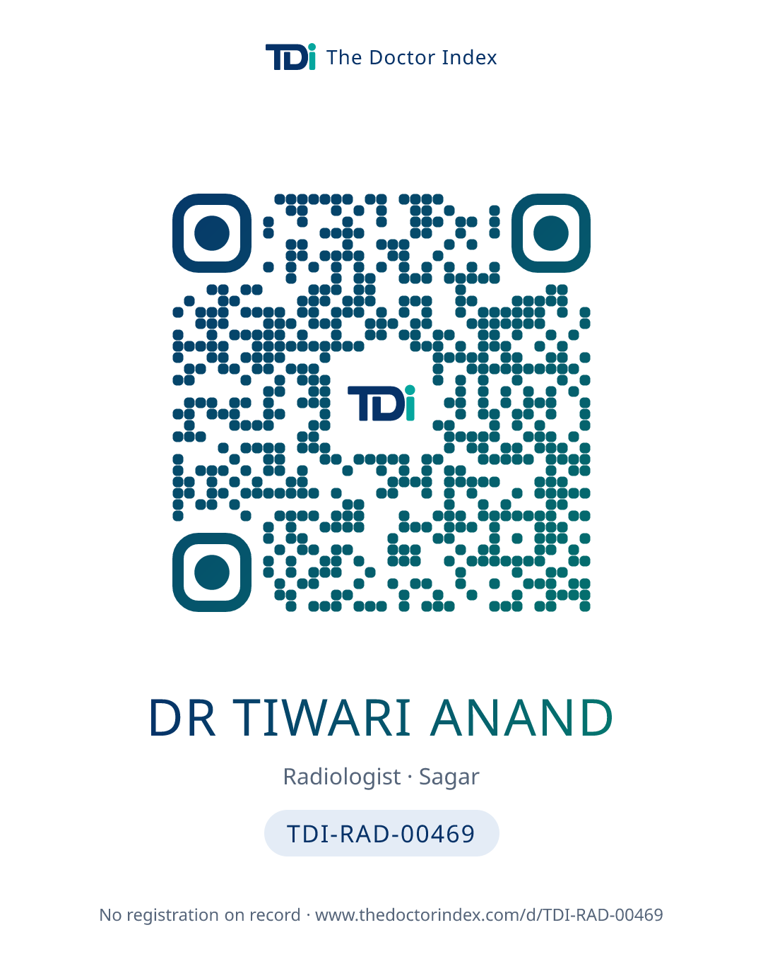 QR card for Dr Tiwari Anand, TDI-RAD-00469