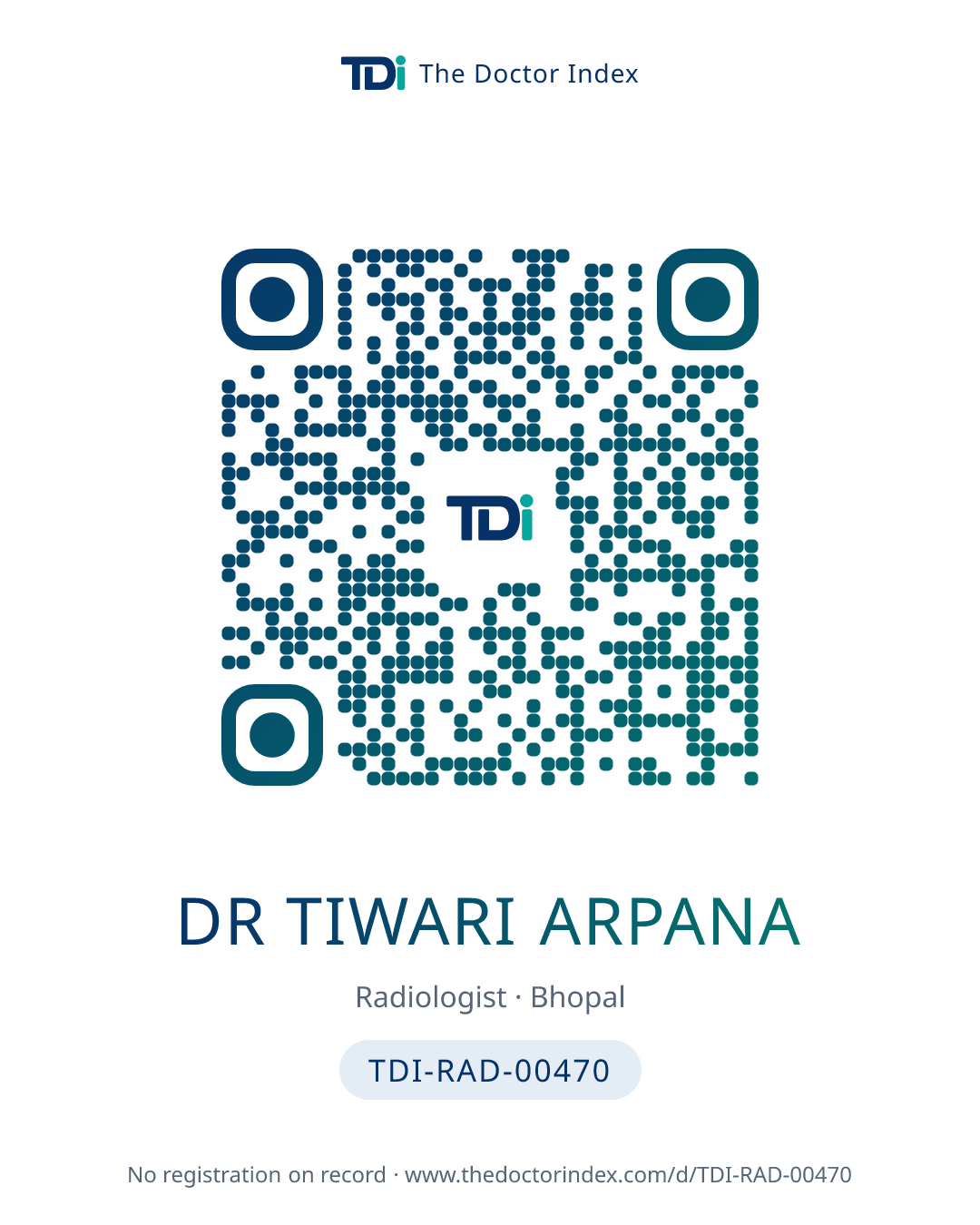QR card for Dr Tiwari Arpana, TDI-RAD-00470