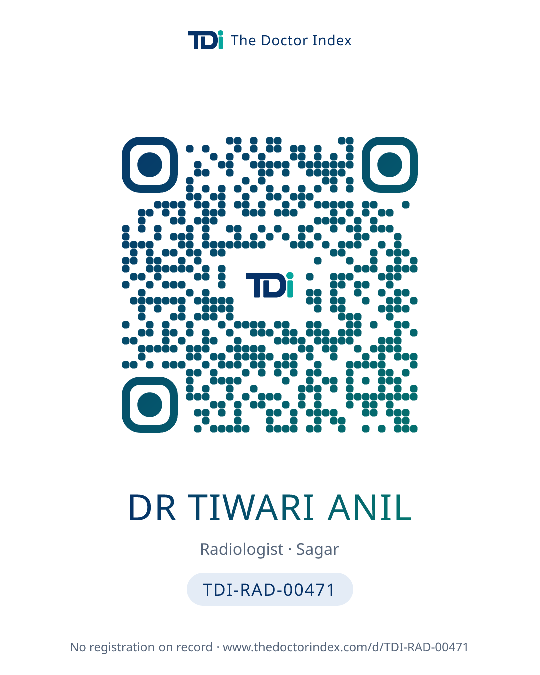 QR card for Dr Tiwari Anil, TDI-RAD-00471