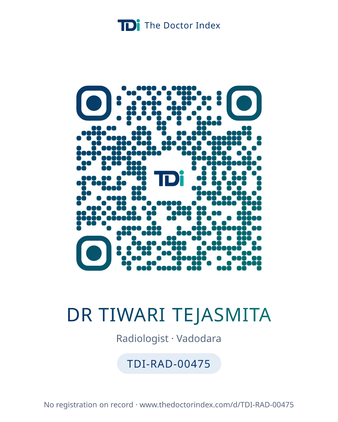 QR card for Dr Tiwari Tejasmita, TDI-RAD-00475