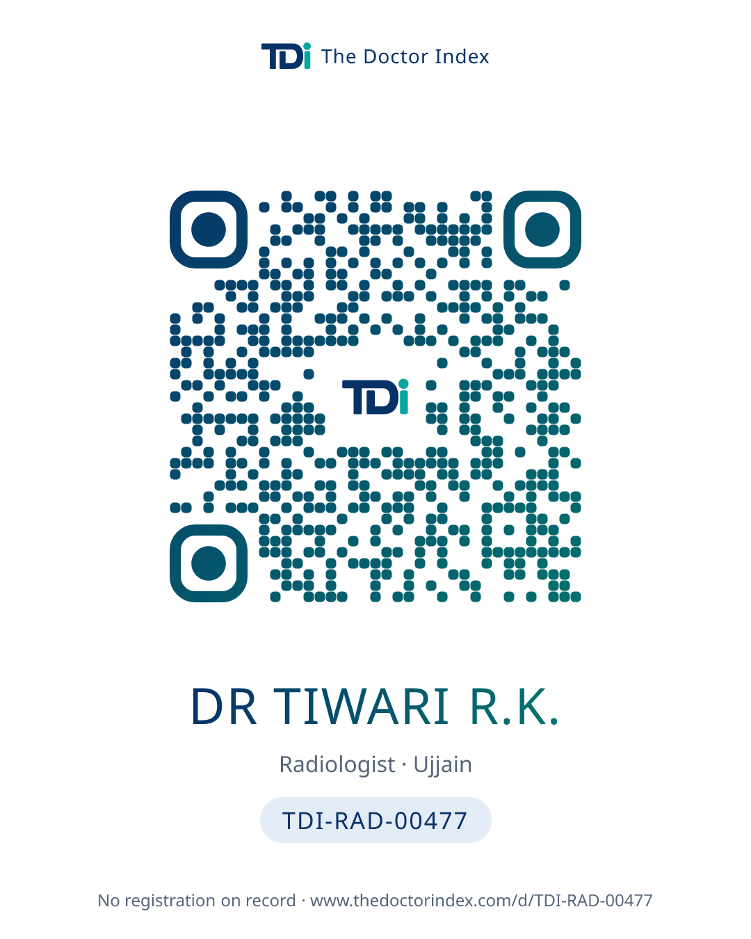 QR card for Dr Tiwari R.K., TDI-RAD-00477
