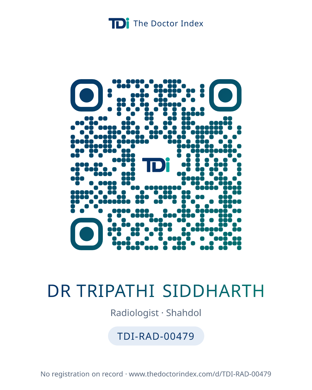 QR card for Dr Tripathi Siddharth, TDI-RAD-00479