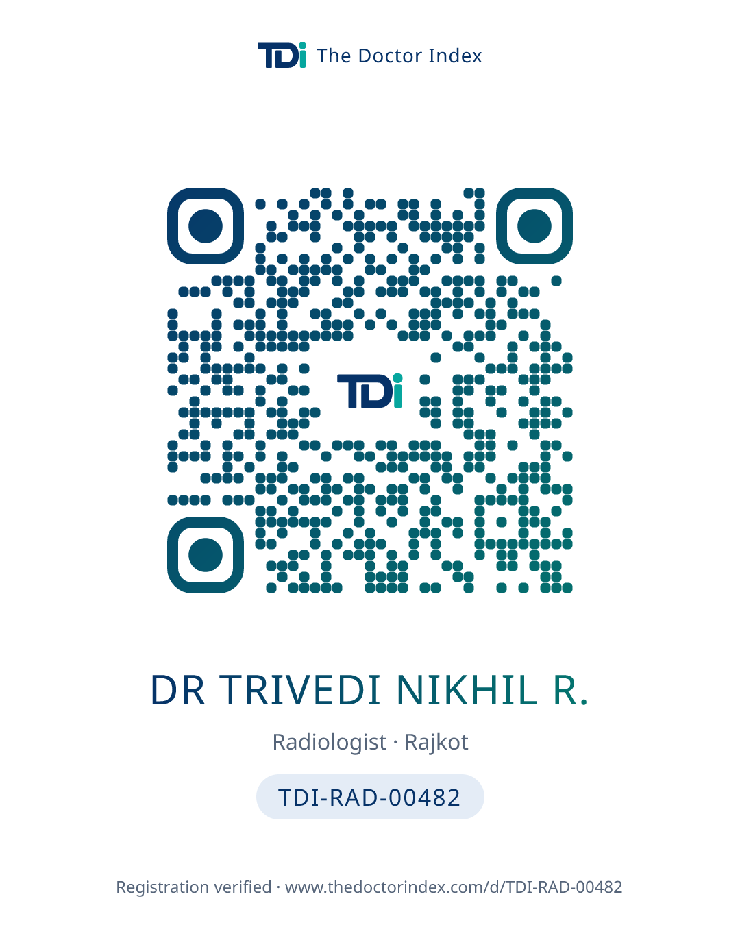 QR card for Dr Trivedi Nikhil R., TDI-RAD-00482