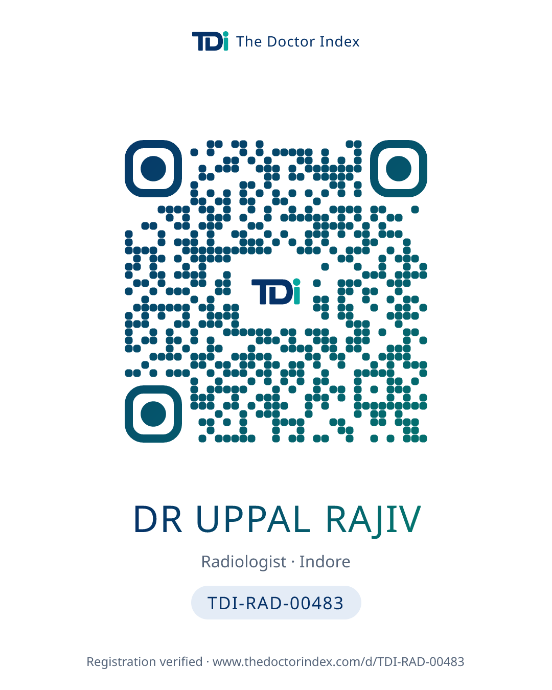QR card for Dr Uppal Rajiv, TDI-RAD-00483
