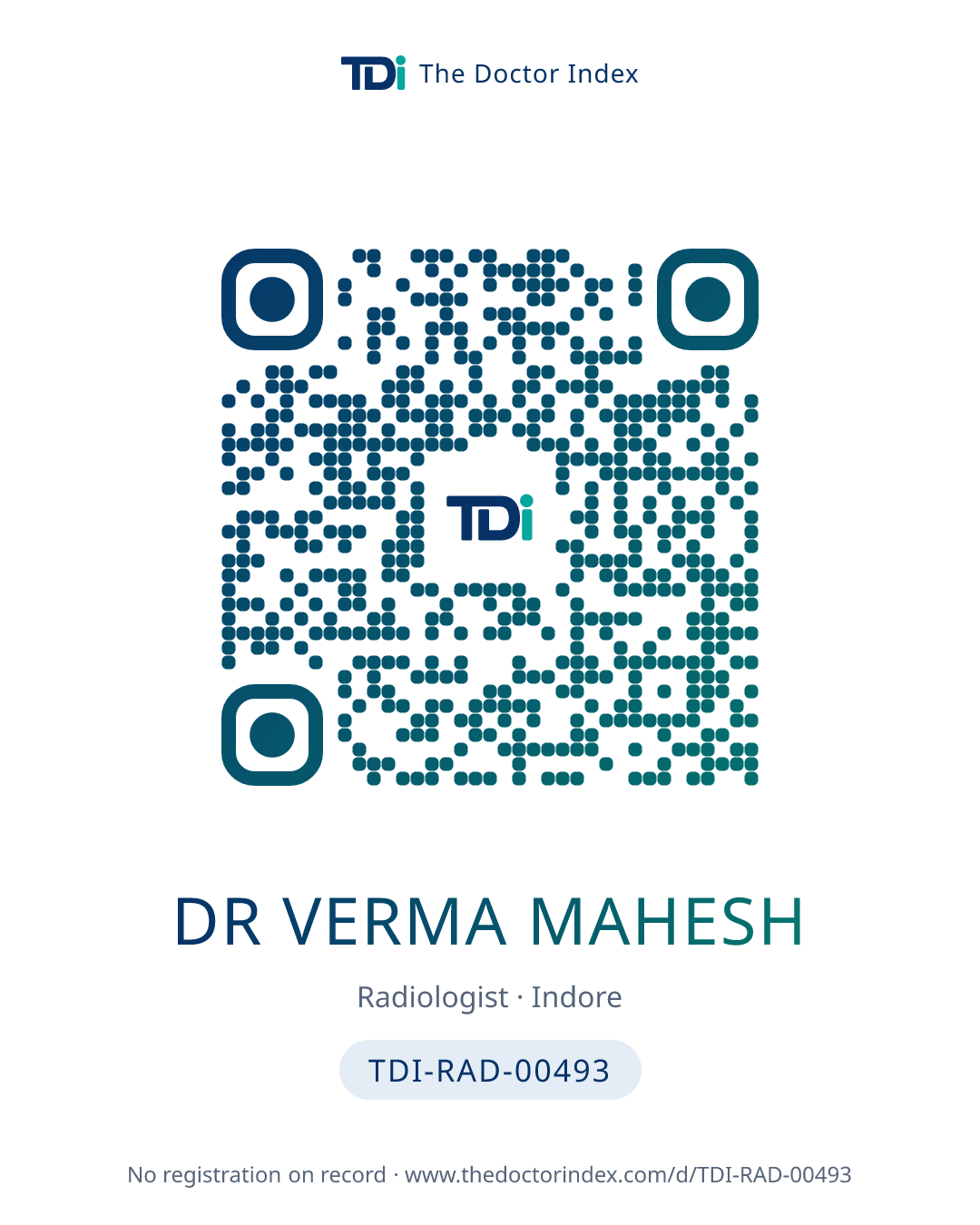 QR card for Dr Verma Mahesh, TDI-RAD-00493