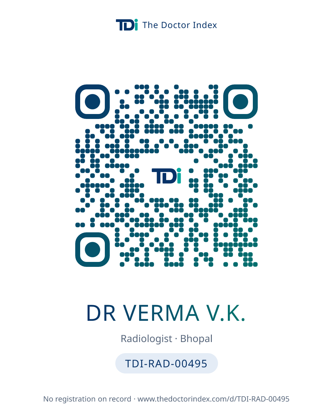 QR card for Dr Verma V.K., TDI-RAD-00495