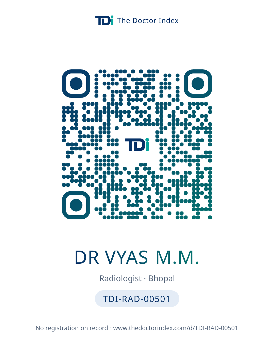 QR card for Dr Vyas M.M., TDI-RAD-00501