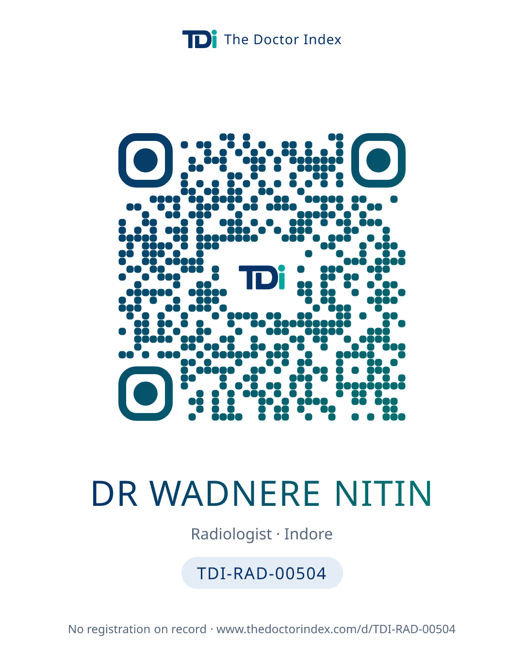 QR card for Dr Wadnere Nitin, TDI-RAD-00504
