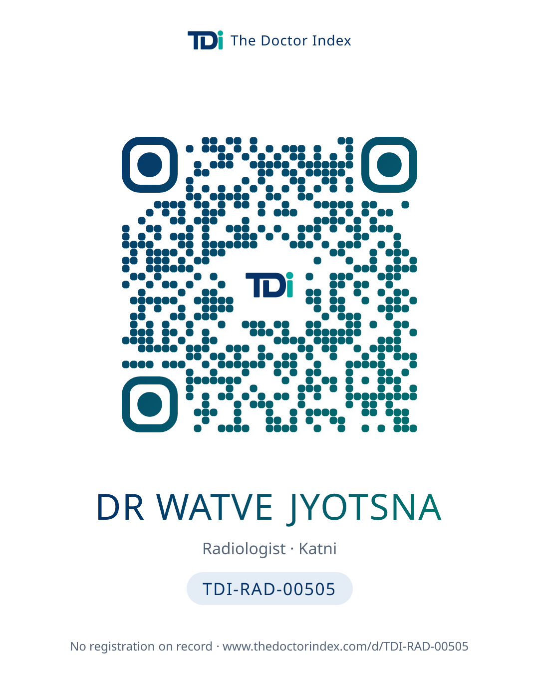 QR card for Dr Watve Jyotsna, TDI-RAD-00505