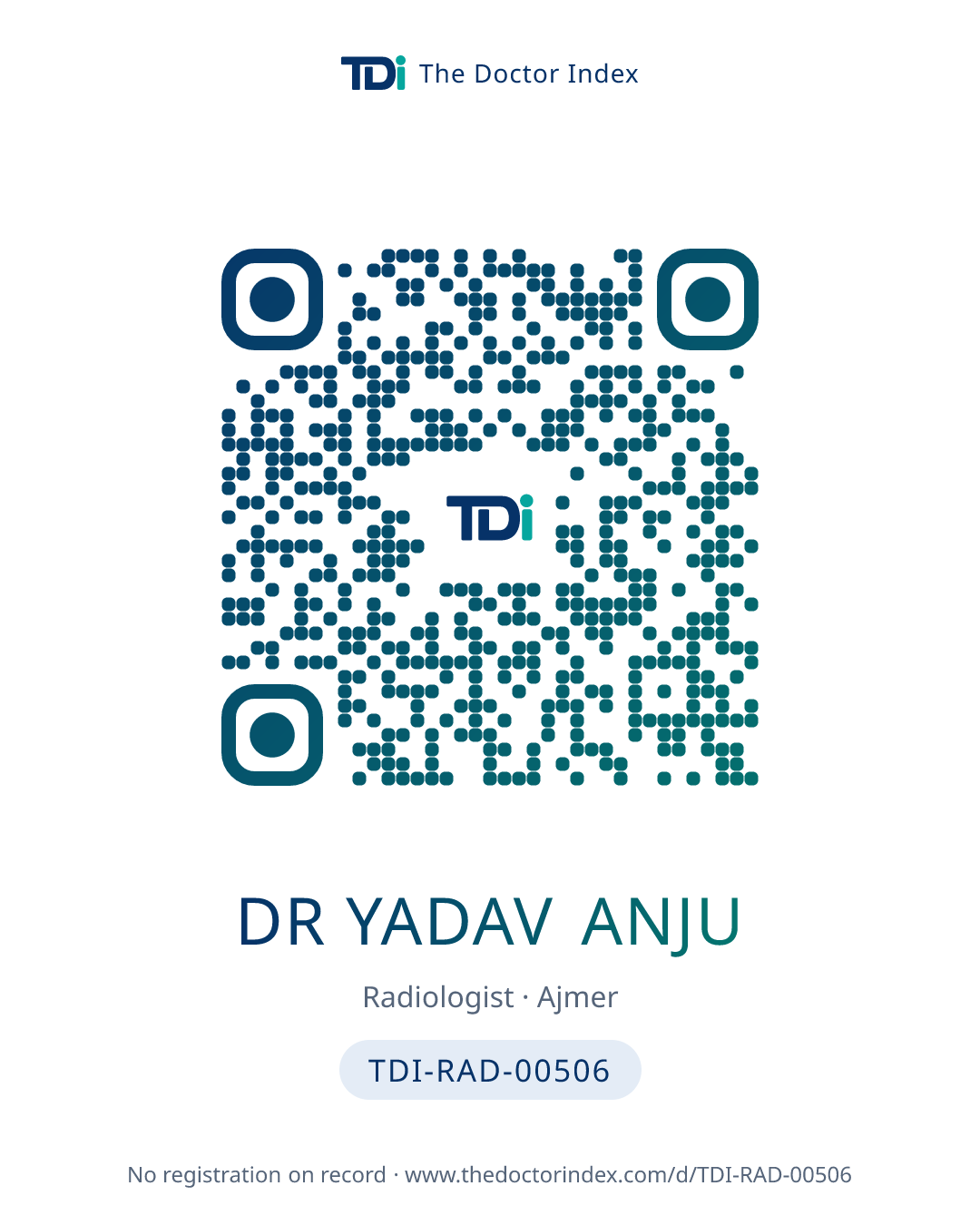 QR card for Dr Yadav Anju, TDI-RAD-00506